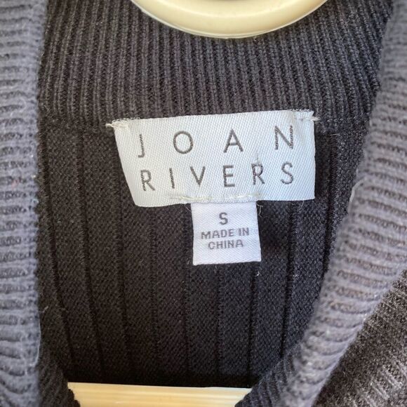 Joan Rivers Mock Turtleneck Knit Pleated long Sleeve Black Swing-hem Sweater - Picture 4 of 6